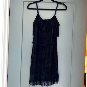 1920s Women’s Flapper Dress, Halloween costume dress. Black fringe. Size small.
